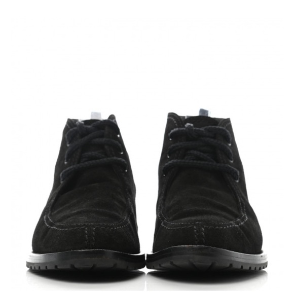 CHANEL Suede CC Lace Up Ankle Boots 36.5 Black - Picture 8 of 13